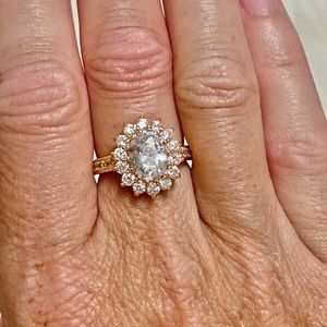 14k Gold Oval Solitaire Simulated Diamond Ring